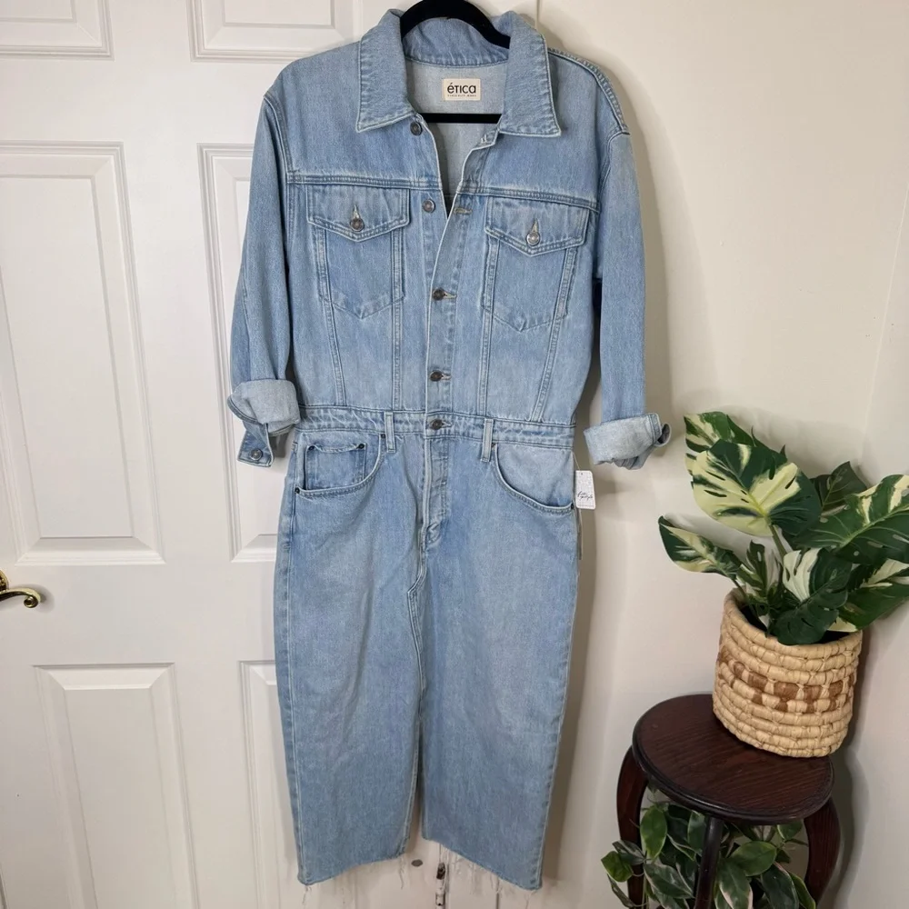 NWT Free People Etica Lotta Denim Dress Medium - Picture 3 of 7